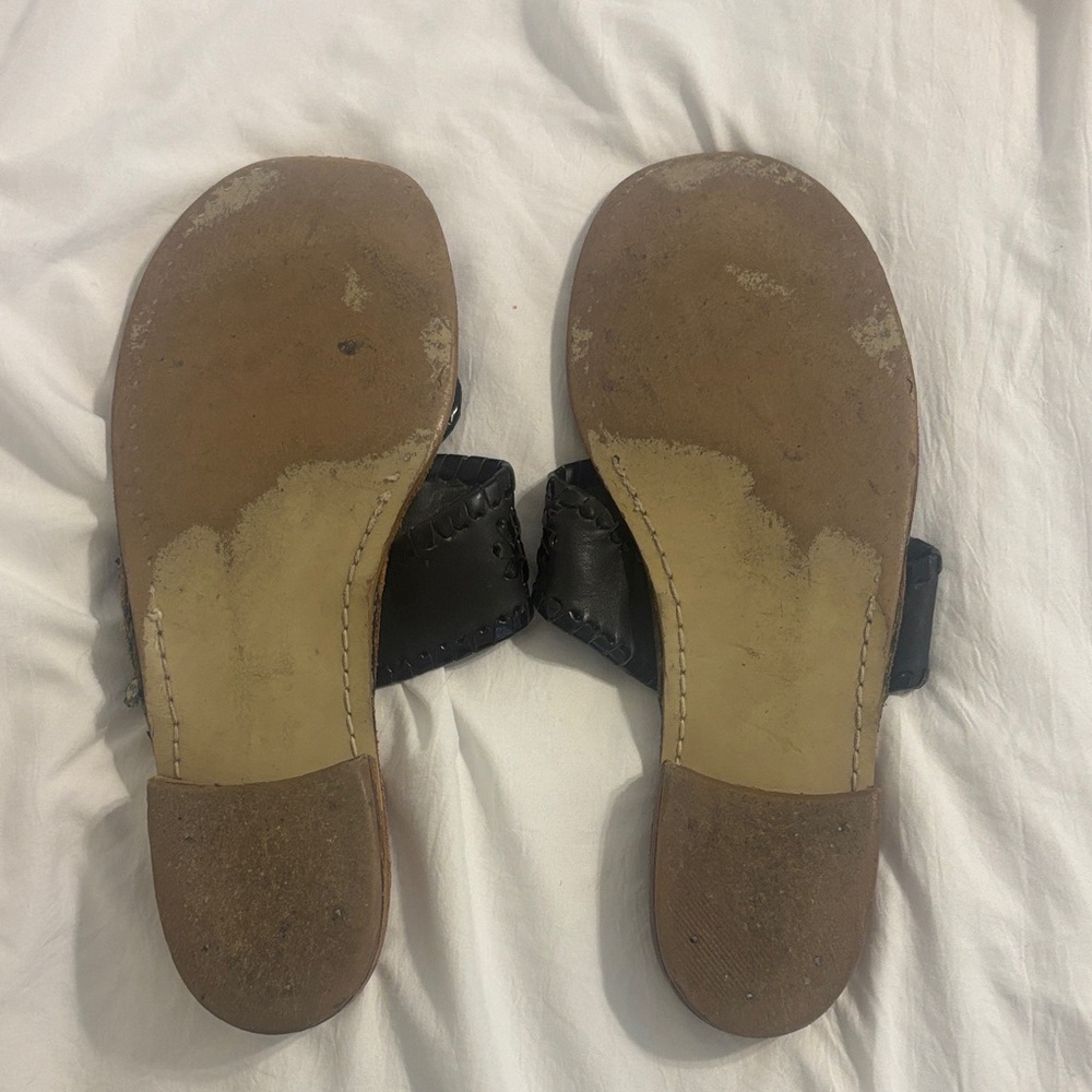 Jack Rogers Women's Black Leather Sandals - Picture 2 of 2